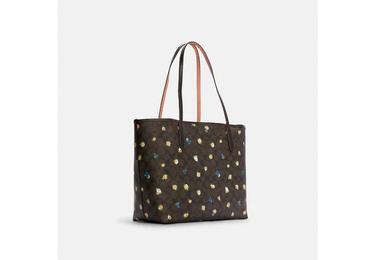 Coach rose print on sale tote