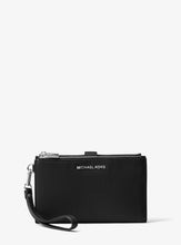 Load image into Gallery viewer, Michael Kors Adele Double-Zip Pebble Leather Phone Wristlet - Black
