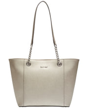 Load image into Gallery viewer, Calvin Klein Hayden Saffiano Leather Large Tote - Metallic Buckwheat/Silver
