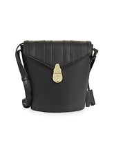 Load image into Gallery viewer, Calvin Klein Fringe Lock Leather Bucket Bag BlackGold
