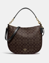 Load image into Gallery viewer, Coach Elle Hobo In Signature Canvas - Brown Black
