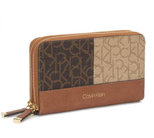 Load image into Gallery viewer, Calvin Klein Signature Large Zip Around Wallet Logo ComboGold
