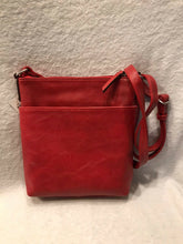 Load image into Gallery viewer, INC Women&#39;s Red Leather Adjustable Strap Crossbody Handbag Purse
