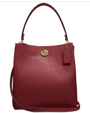 Load image into Gallery viewer, COACH  Polished Pebble Leather Charlie Bucket Crossbody, Deep Red/Gold
