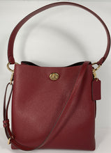 Load image into Gallery viewer, COACH  Polished Pebble Leather Charlie Bucket Crossbody, Deep Red/Gold
