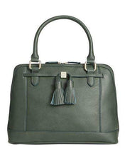 Load image into Gallery viewer, Giani Bernini Pebble Leather Tassel Dome Satchel - Myrtle Green/Gold

